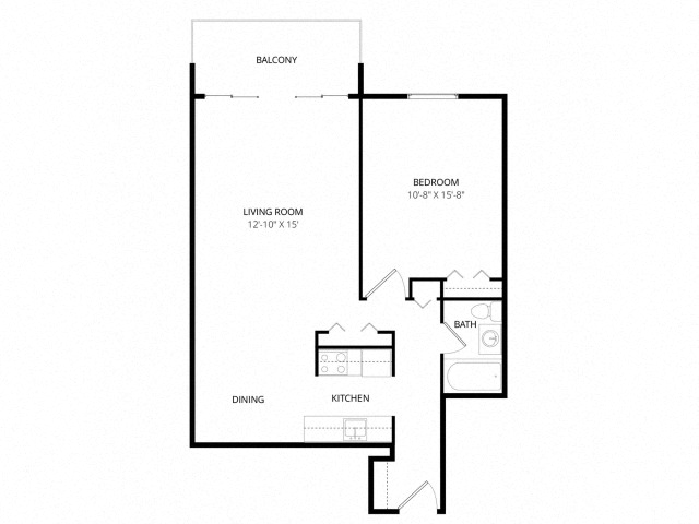 Floor plan for 1 bed, 1 bath, 706 sqft